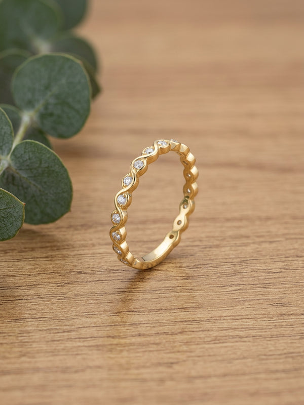 Twist Stone Gold Band Ring for Women